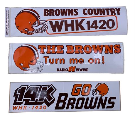 3 NOS Vintage Cleveland Browns Football Bumper Stickers