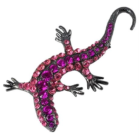 Modern Rhinestone Lizard Brooch