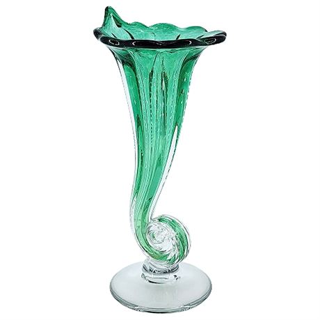 Vintage Sabina Rymanow Poland Hand Blown Art Glass Jack in the Pulpit Vase
