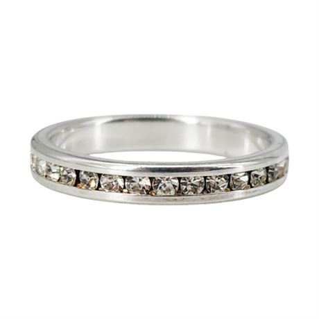Vintage Silver Tone CZ Infinity Band Ring, Sz 7.5