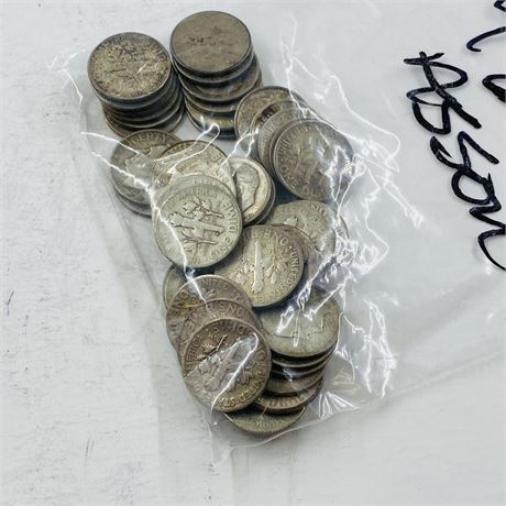 42 Unsearched Roosevelt Silver Dimes