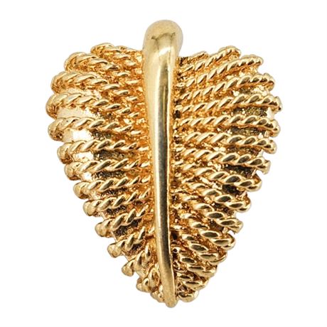 Vintage Gold Tone Textured Leaf Pendant