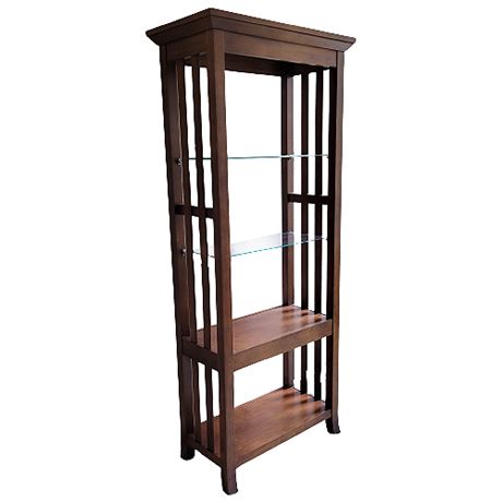Mission Style Hardwood & Glass Display Bookcase