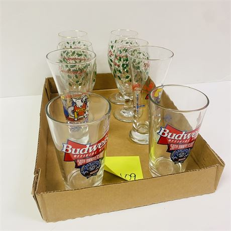 8 Budweiser Glasses