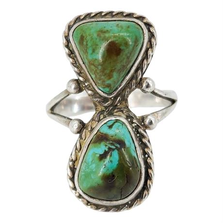 Vtg Native American Sterling Silver Turquoise Ring, Sz 8.25