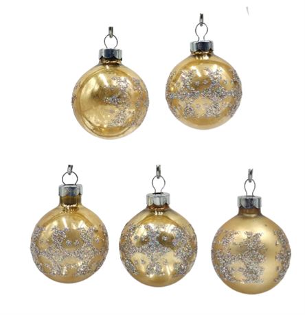 VTG Rauch 2" Gold Glass Ornaments