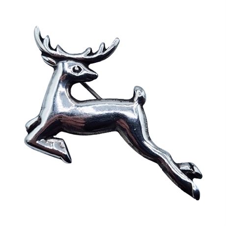 Mexico Silver Reindeer Brooch, Small