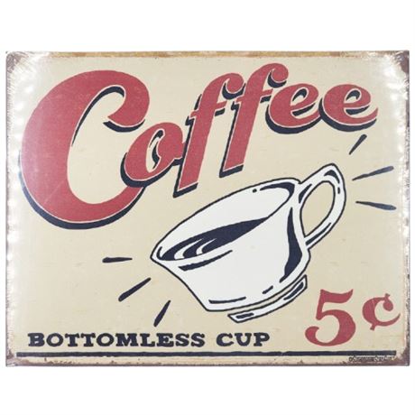 Schonberg Sign Art "Bottomless Coffee" Sign, New in Wrap