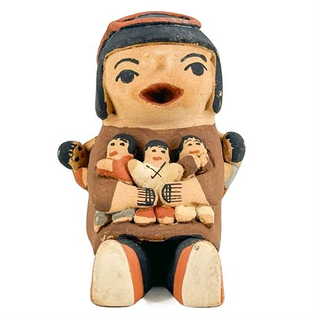 Vintage Signed Jemez Pueblo Native Storyteller Ceramic Figurine