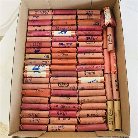 70 Rolls UNSEARCHED Wheat Pennies
