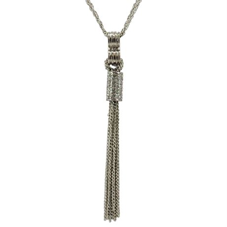 NICOLE by Nicole Miller Silver Tone Rhinestone Tassel Necklace