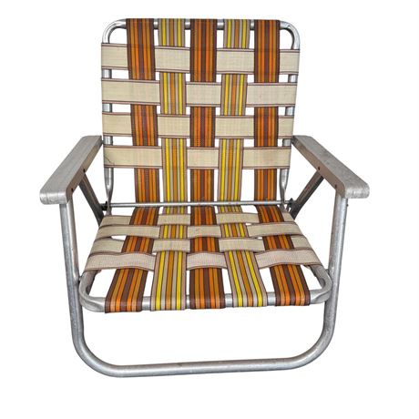 Vintage MCM Aluminum Pool / Beach Chair Oranges and Yellows - Lot 1