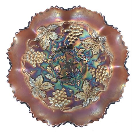 1909 - 1918 Northwood Amethyst Carnival Glass Bowl, Grape and Cable Design