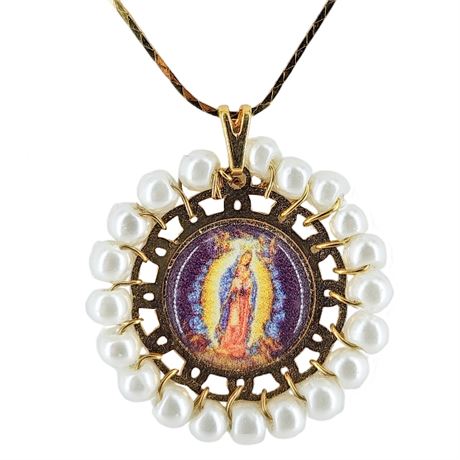 Vintage Our Lady of Guadalupe Pendant Necklace