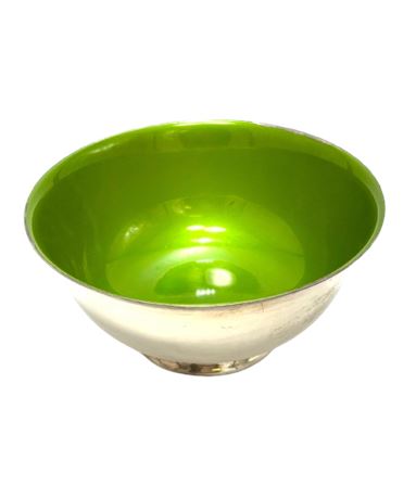 Vtg Reed and Barton Green Enamel Silver Bowl
