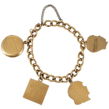 Vintage Gold Filled Mother's Children Charm Bracelet