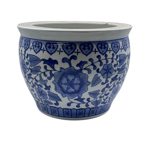 Large Chinoiserie Fishbowl Style Porcelain Planter