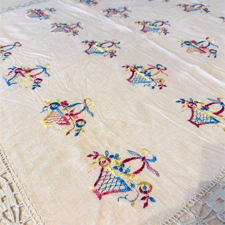 Antique Hand-Embroidered Full/Queen Bedspread