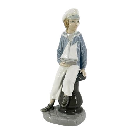 Lladro "Boy with Yacht" Porcelain Figurine