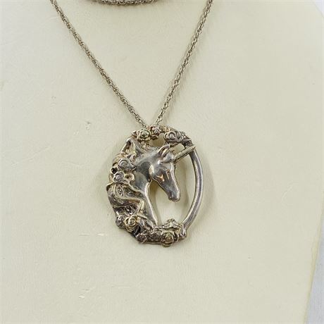 19g Vtg Sterling Unicorn Necklace