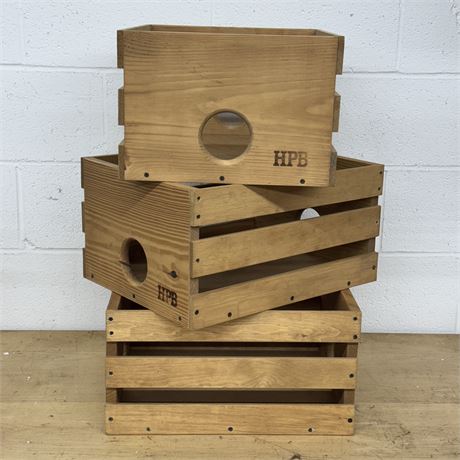 Three (3) Heavy Duty HPB Wooden Crates