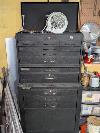 Large Black Metal Storehouse Tool Box w/ all tools