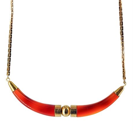 Vintage Gold Tone Faux Carnelian Collar Necklace