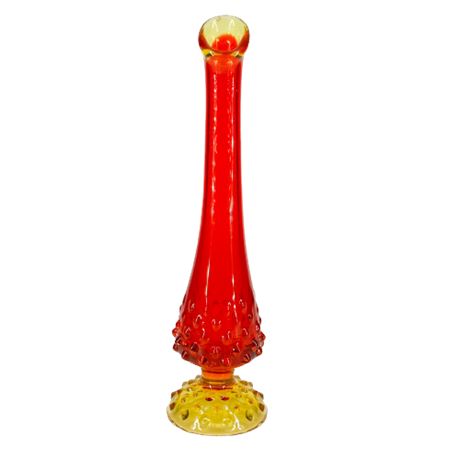 Fenton Amberina Glass Swung Vase