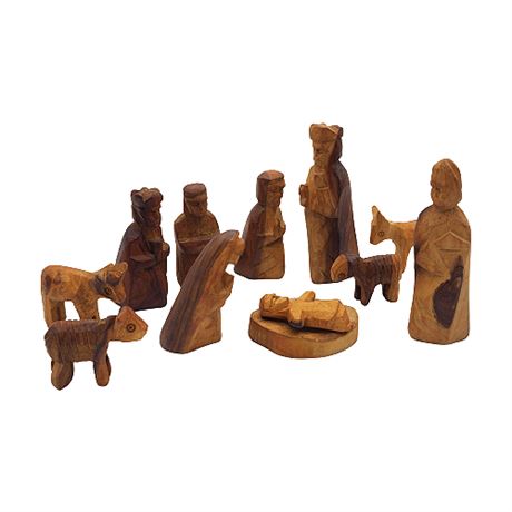 Hand Carved Olive Wood Nativity Figurines