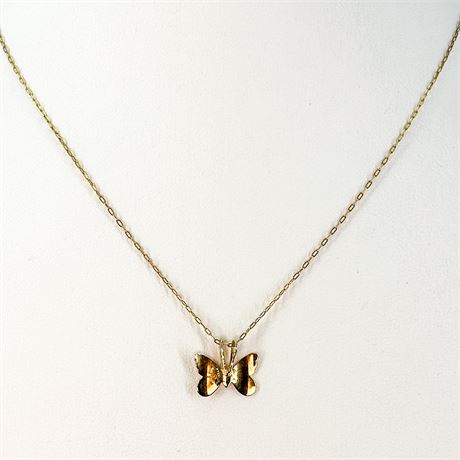 Vintage Danecraft Gold-Plated Sterling Silver Butterly Necklace