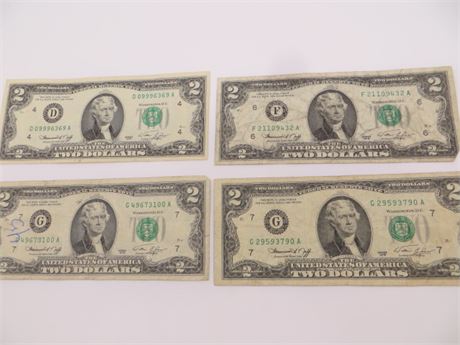 $2 Silver Certificates 1976 x 4