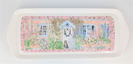 Cat Tray English Cottage Garden Melamine England 14.5 L X 6.25" W