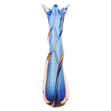 Mid-Century Jordan Imports 14" Venetian Twisted Swung Art Glass Vase