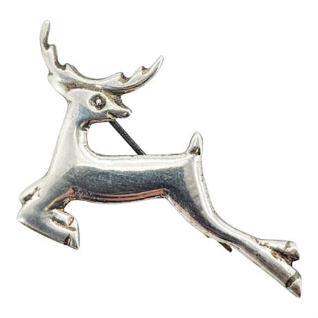 Vintage Mexican Sterling Silver Deer Brooch