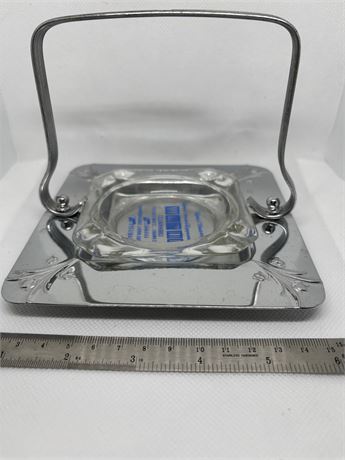 Wayne Cleaners Ashtray With Silver Holder