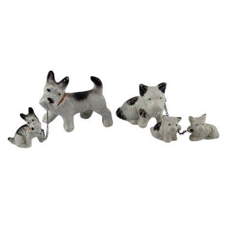 Set of 2 VTG Terrier Dog & Puppies Figurines