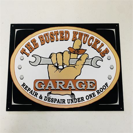 Busted Knuckle Garage 12.5x16” Metal Retro Sign