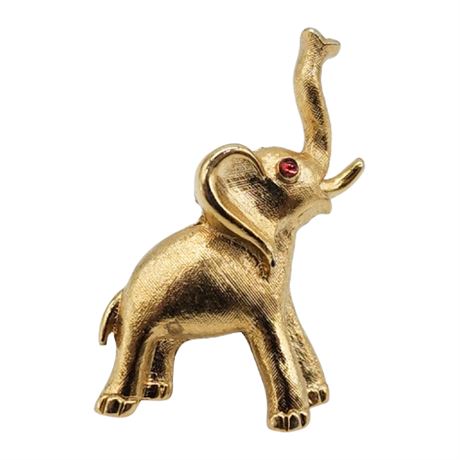 Vintage CROWN TRIFARI Mini Trunk Up Elephant Brooch