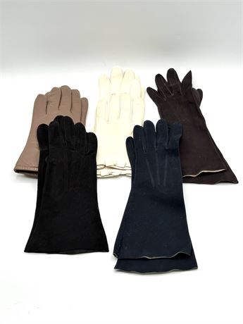 6 Pairs Vintage Leather Gloves