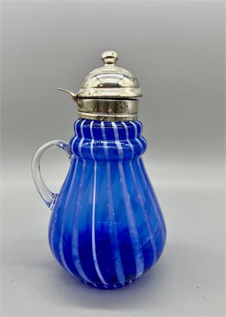 Blue Opalescent Syrup Pitcher