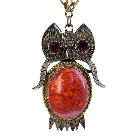 Jelly Belly Two Tone Wise Owl Pendant Necklace