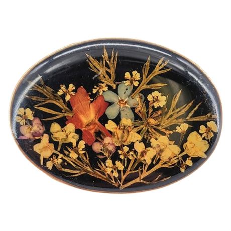 Vintage Pressed Miniature Flowers Brooch
