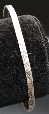 Sterling etched cuff bracelet 6.1 G