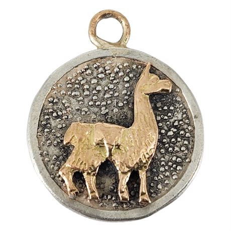 Vintage 18K Gold & Sterling Silver Llama Charm