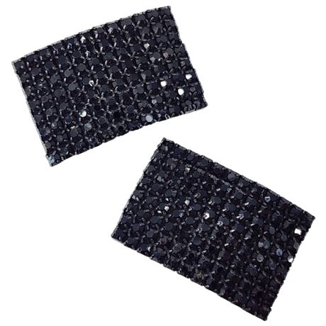 Vintage Black on Black Rhinestone Shoe Clips