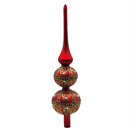 17" Hand Blown Red Glass Christmas Tree Topper