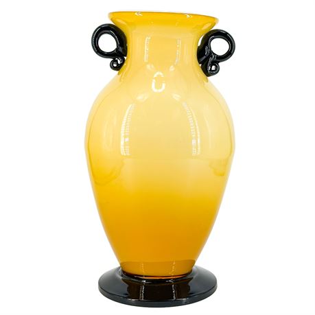 Vintage Murano Venini Yellow Ombré Cased Glass Vase