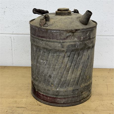 Galvanized Gas Can with Faded Red Paint