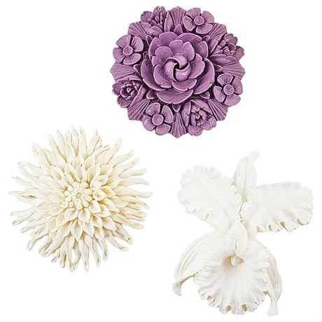 Three Vintage Molded Plastic Brooches