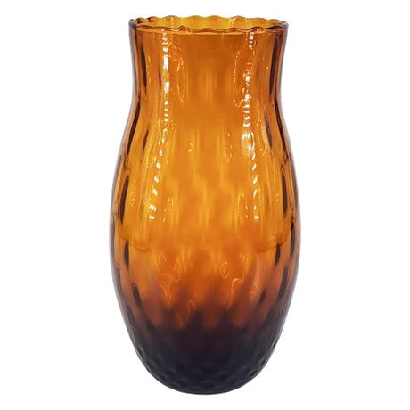 Vintage Empoli Honey Amber Brown Ombre Diamond Optic Vase